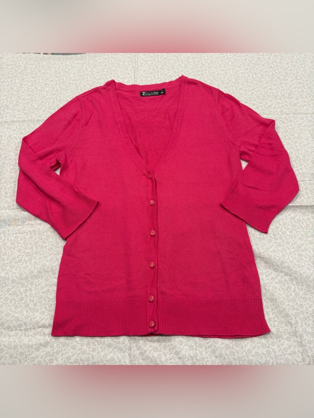 7th Avenue Design Studio NY&Co Pink V-Neck Button Cardigan Sweater M Cottagecore